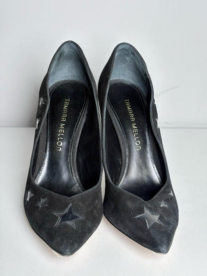 Black W Shoe Size 37.5 (7 US) Tamara Mellon PVC Stars Black Suede Pre-owned Heels