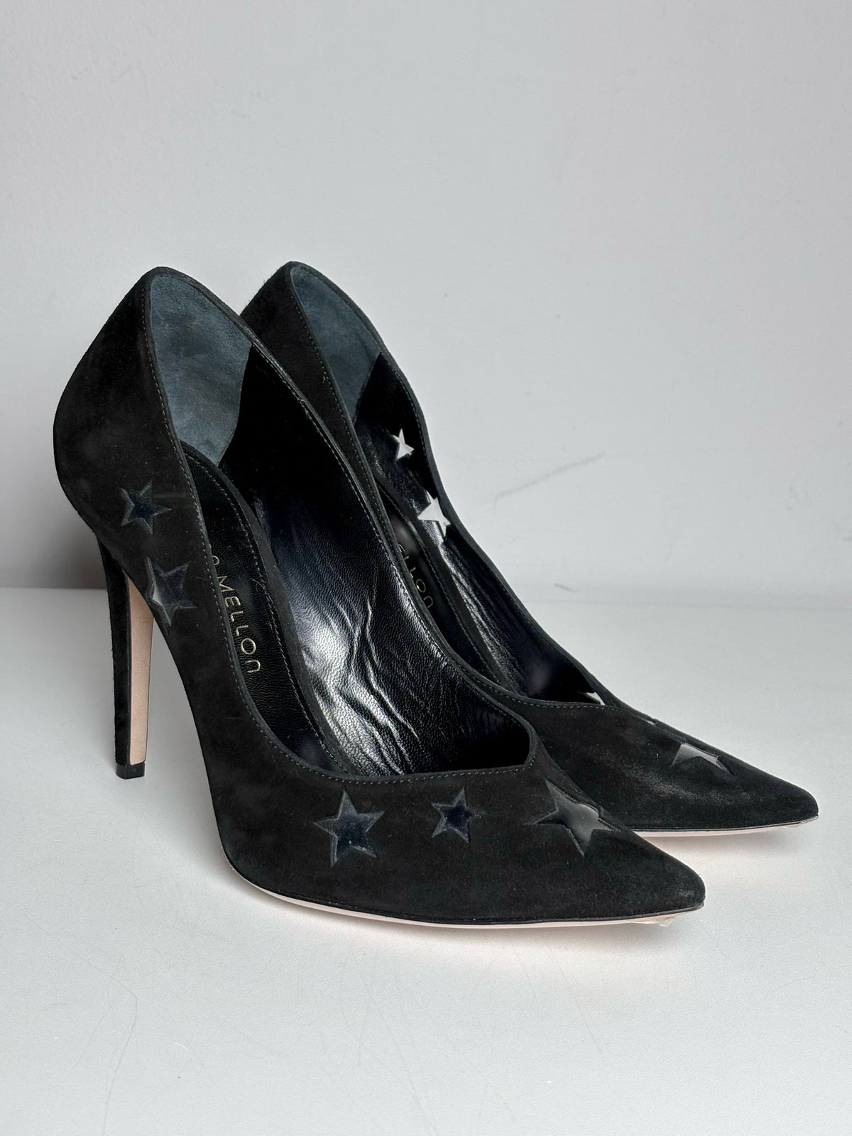 Black W Shoe Size 37.5 (7 US) Tamara Mellon PVC Stars Black Suede Pre-owned Heels