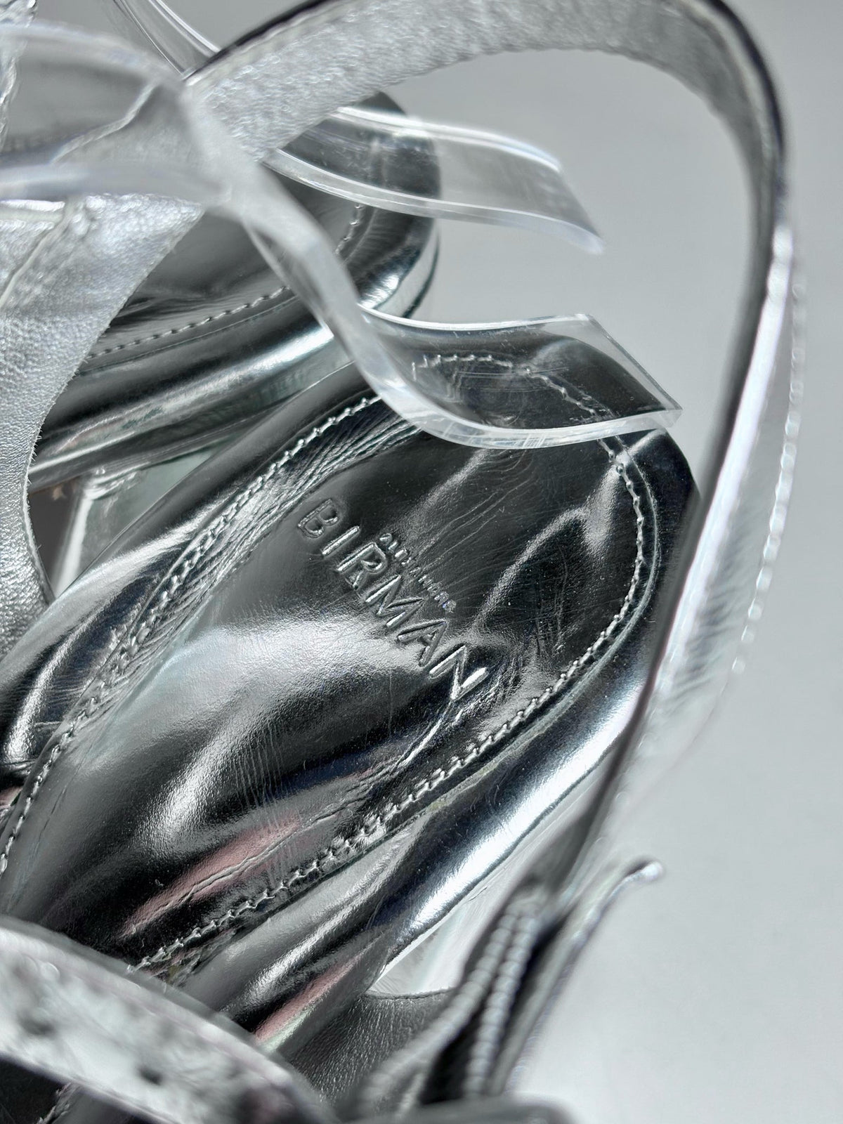 Metallic Silver W Shoe Size 41 (10 - 10.5) Alexandre Birman Metallic Silver Leather Heels