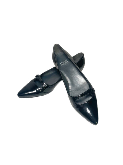 Black W Shoe Size 6.5 Stuart Weitzman Black Leather Patent Pointed Toe Flats