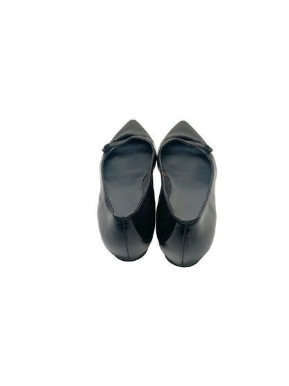 Black W Shoe Size 6.5 Stuart Weitzman Black Leather Patent Pointed Toe Flats