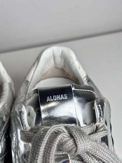 Metallic Silver W Shoe Size 7/7.5 Alohas Metallic Silver Sustainable Leather Women's Sneakers