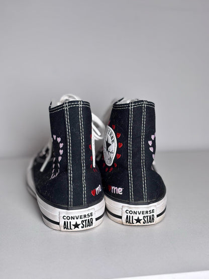 Black W Shoe Size 8 Converse Crafted With Love Black, Red Hearts Pre-owned Sneakers