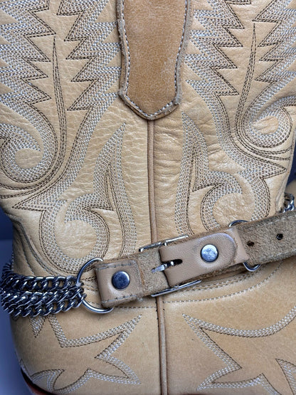 Neutrals W Shoe Size 8 The Old Gringo Neutrals Leather Ankle Chain Pre-owned Boots