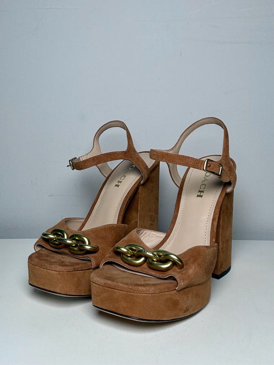 Rust Orange W Shoe Size 9 Coach Rust Orange Suede Nicolette Platform Sandals