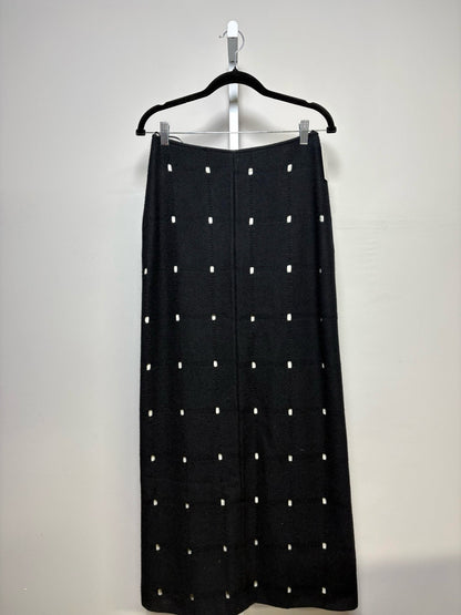 36 W Sz 36 Jil Sander Black Cutouts Wool w/Cotton Lining Skirt Pre-owned Vintage