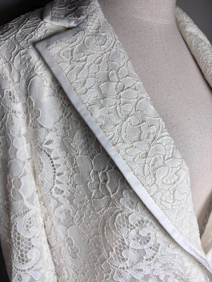 0 Women Size 0 Alice + Olivia Cream Lace Nylon Pearl Button Pre-owned Blazer