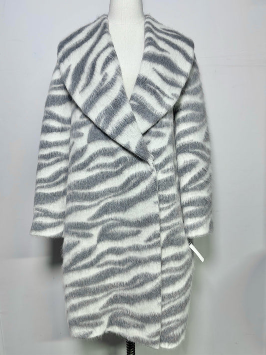 10 Women Size 10 Peserico White Zebra 50% Wool 49% Alpca 1% Nylon Coat