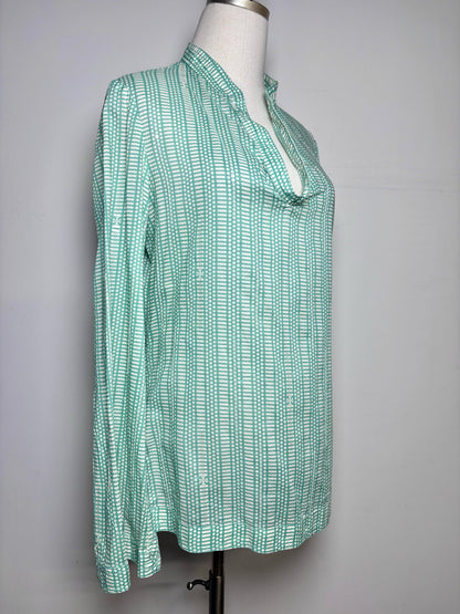 10 Women Size 10 Tory Burch Tunic Green, Cream Print Cotton Pre-owned Top