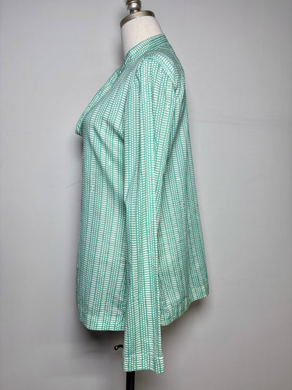 10 Women Size 10 Tory Burch Tunic Green, Cream Print Cotton Pre-owned Top