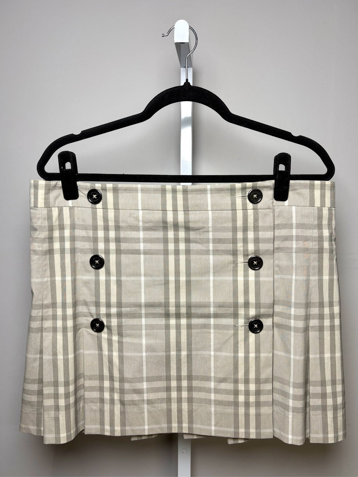 12 Women Size 12 Burberry Brit Gray Check Print Cotton Pre-owned Mini Skirt