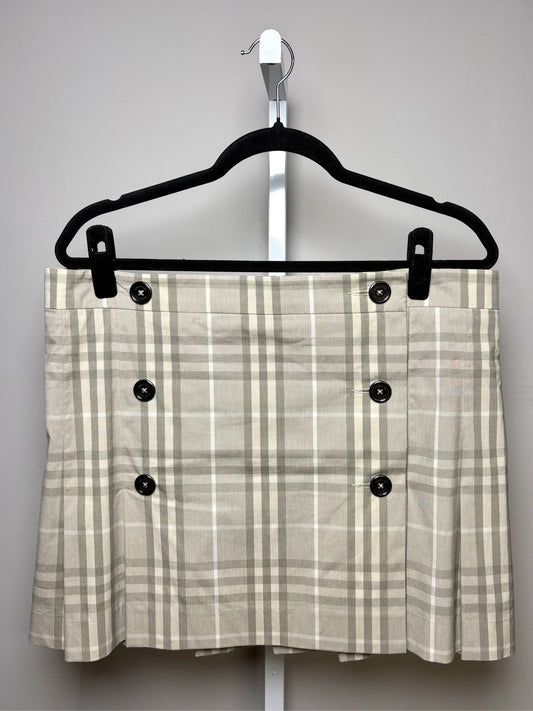 12 Women Size 12 Burberry Brit Gray Check Print Cotton Pre-owned Mini Skirt