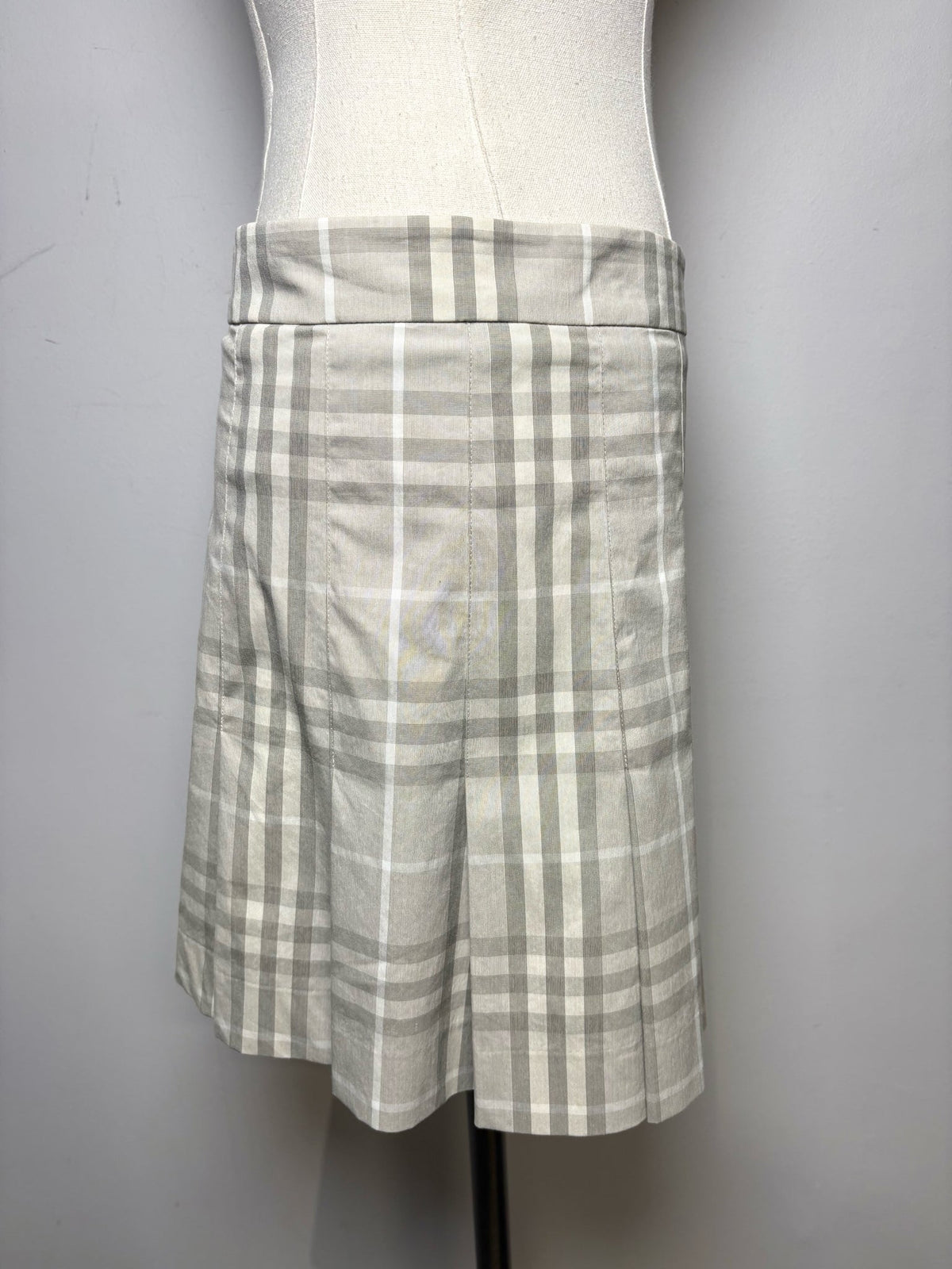 12 Women Size 12 Burberry Brit Gray Check Print Cotton Pre-owned Mini Skirt
