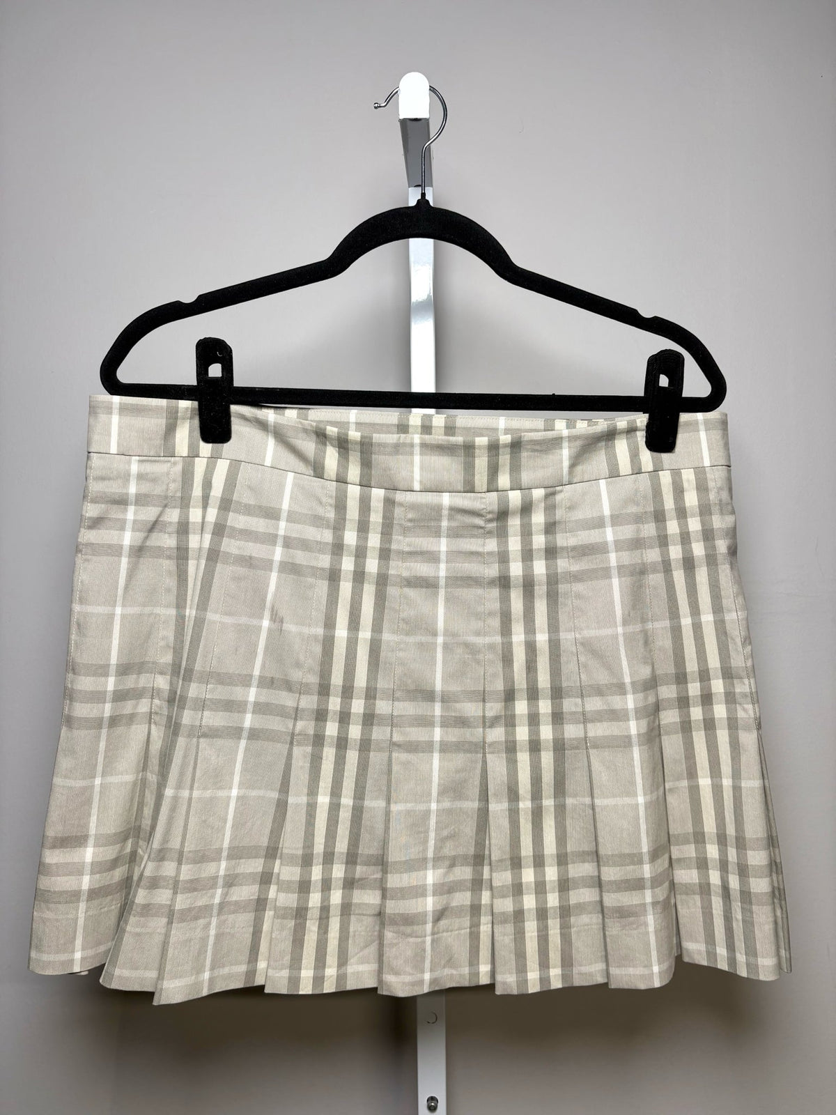 12 Women Size 12 Burberry Brit Gray Check Print Cotton Pre-owned Mini Skirt