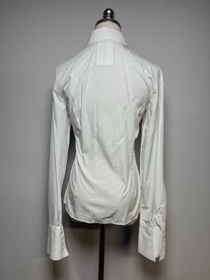 2 Women Size 2 Anne Fontaine White Pintuck Pure Cotton Pre-Owned Fitted Shirt