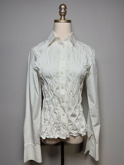2 Women Size 2 Anne Fontaine White Pintuck Pure Cotton Pre-Owned Fitted Shirt