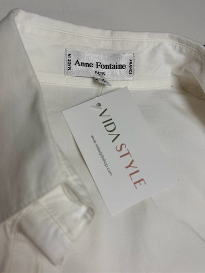 2 Women Size 2 Anne Fontaine White Pintuck Pure Cotton Pre-Owned Fitted Shirt