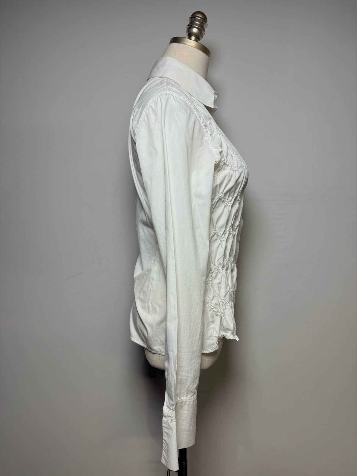 2 Women Size 2 Anne Fontaine White Pintuck Pure Cotton Pre-Owned Fitted Shirt