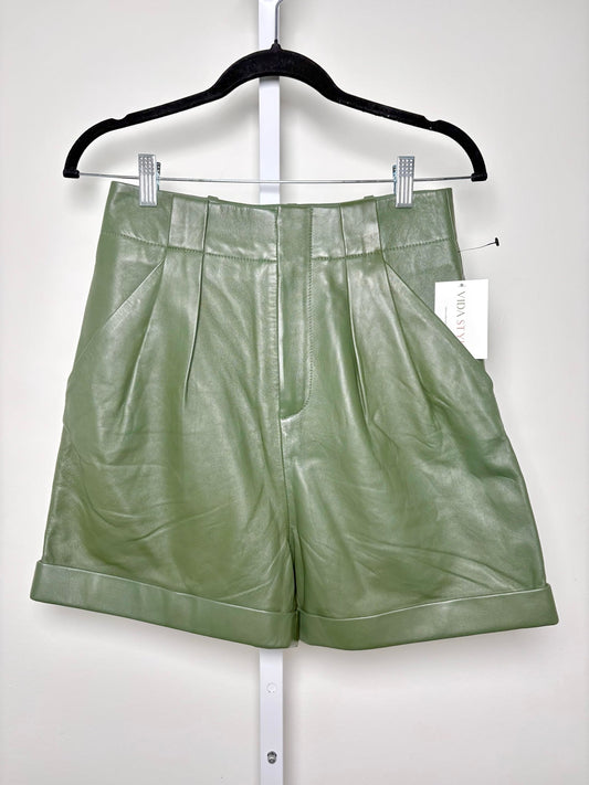 2 Women Size 2 Equipment Military Green Solid NWT Leather Shorts