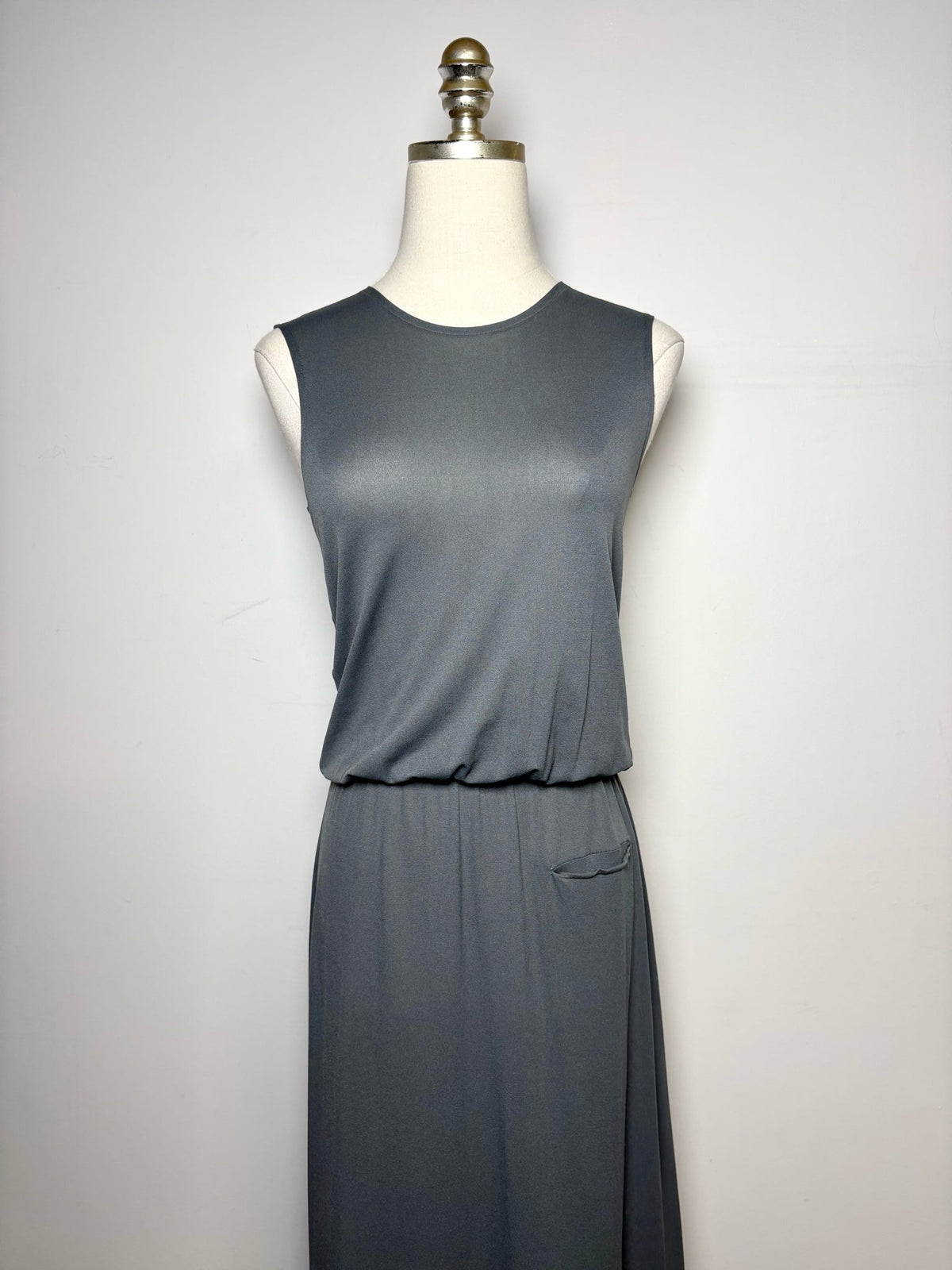3 Women Size 3 Y's Yohji Yamamoto Charcoal/Gray Sleeveless Pre-owned Midi Dress