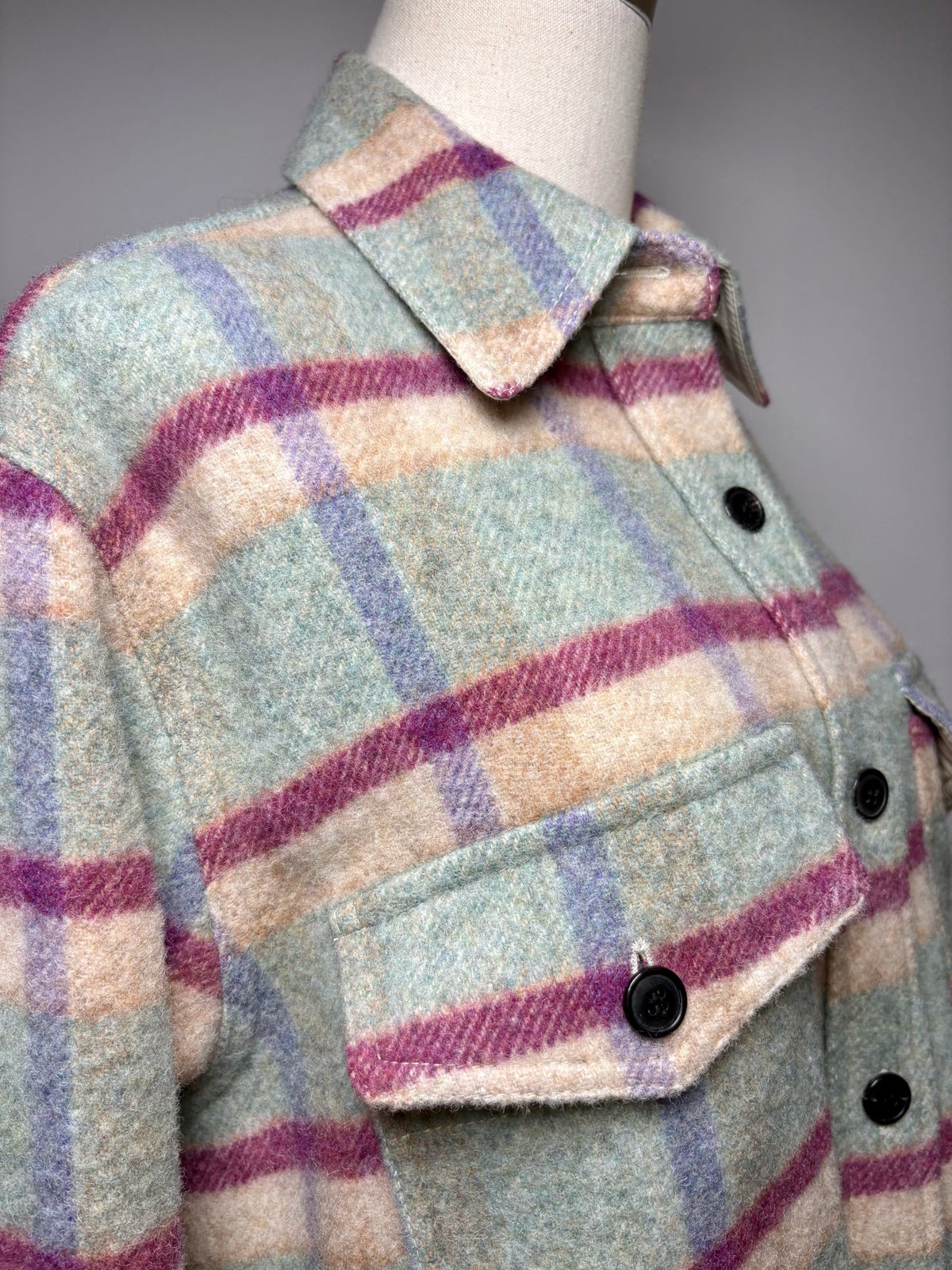 38 Women Size 38 Etoile Isabel Marant Faxon Mint Purple Plaid Wool Blend Pre-Owned Jacket