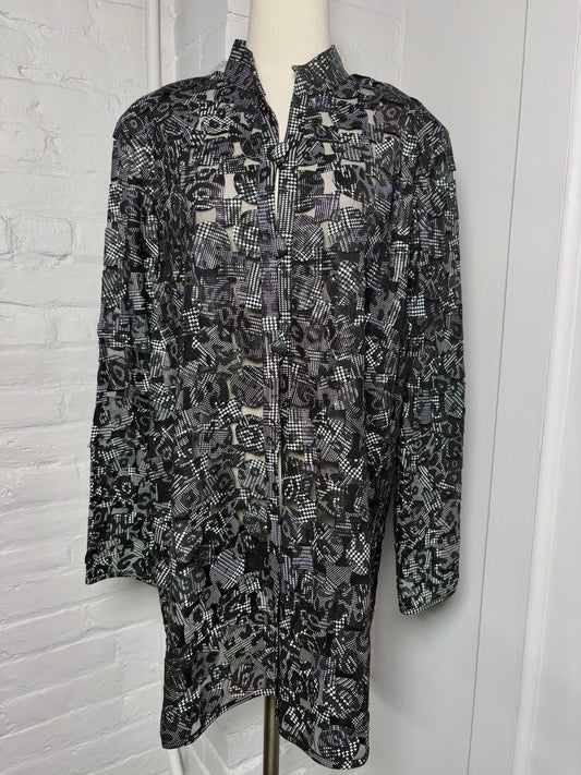 3X Women Size 3X Stillman Studio Black & White Leather Cutouts Jacket