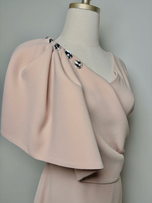 4 Women Size 4 Rhea Costa Dusty Pink Sheath NWT One Shoulder Dress