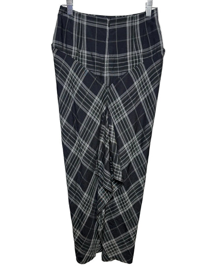 4 Women Size 4 Roland Mouret Black & Gray Plaid Pre-Owned High-Waist Midi Skirt
