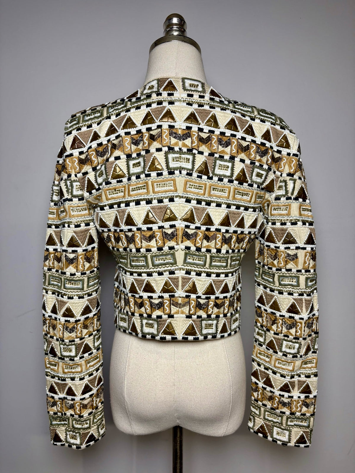 4 Women Size 4 Veronica Beard Daryl Beige Multi-Color Beaded Pure Cotton NWT Pre-Owned Jacket