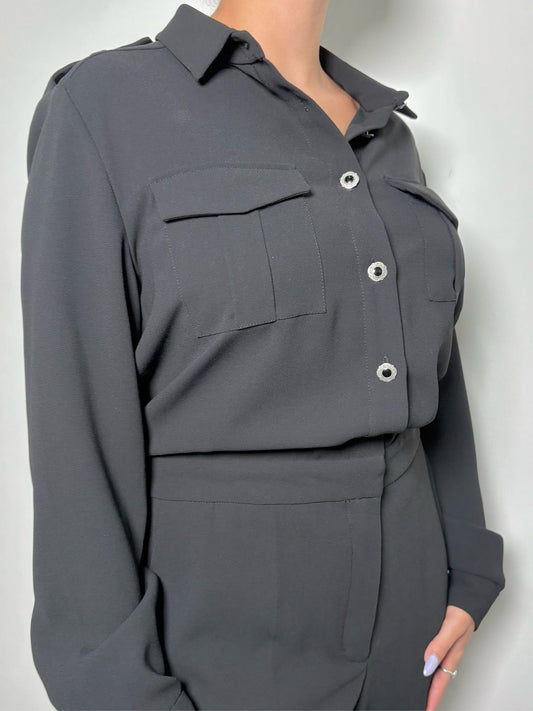 40 Women Size 40 The Kooples Black Solid Polyester Jumpsuit