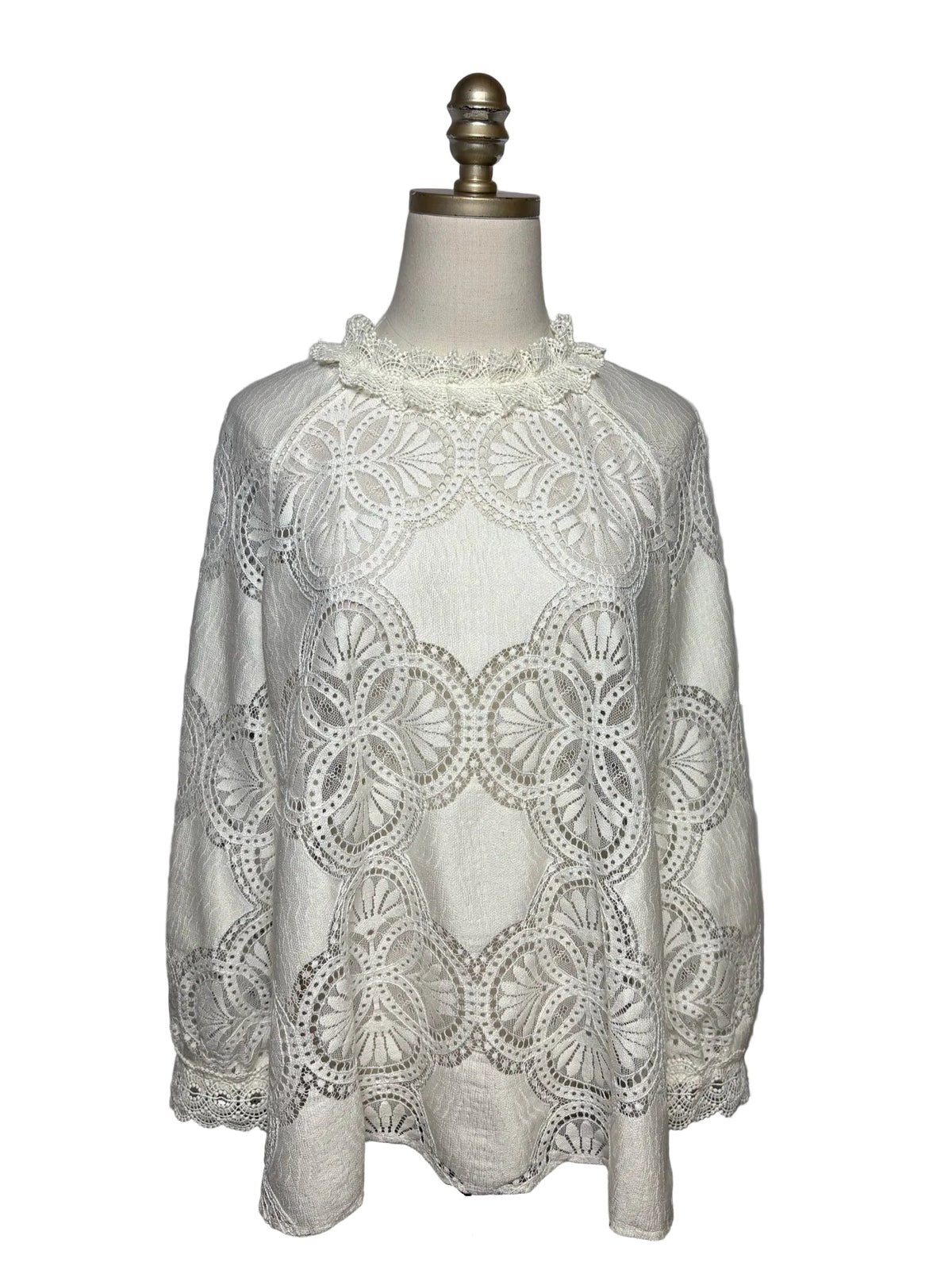 44 Women Size 44 Sézane Bianca White Lace Cotton Blend Pre-Owned Blouse