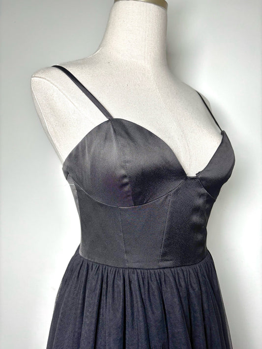 6 Women Size 6 Fame and Partners Black Tulle Cocktail Midi Dress
