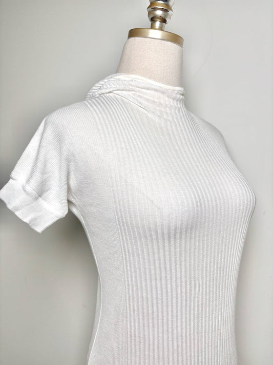 6 Women Size 6 Isabel Toledo White Solid Cotton Blend Midi Bodycon Dress