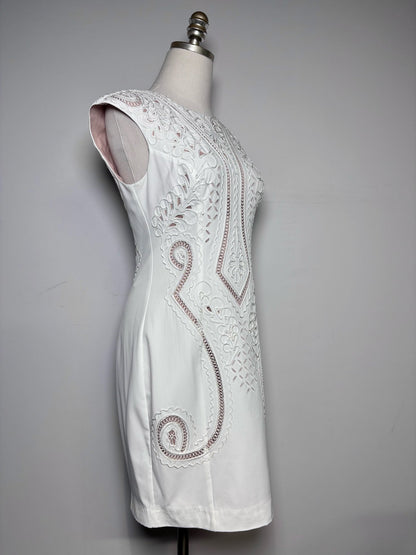 6 Women Size 6 Karen Millen Cream Embellished Women's Polyester Pre-owned Dress