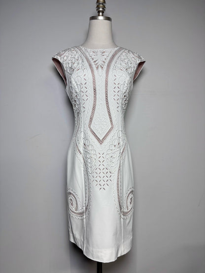 6 Women Size 6 Karen Millen Cream Embellished Women's Polyester Pre-owned Dress