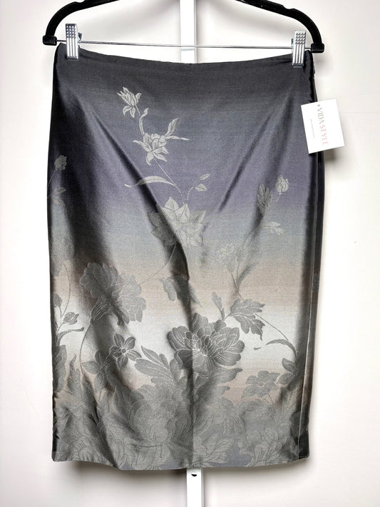 6 Women Size 6 Ralph Lauren Black Label Gray Ombre' Jacquard Pencil Silk Skirt