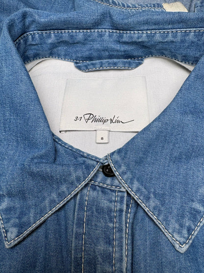 8 Women Size 8 3.1 Phillip Lim Blue Denim Pure Cotton Pre-Owned Button-Down Shirt
