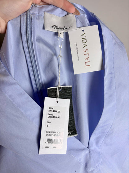 8 Women Size 8 3.1 Phillip Lim Light Blue Solid 100% Cotton Women's Top