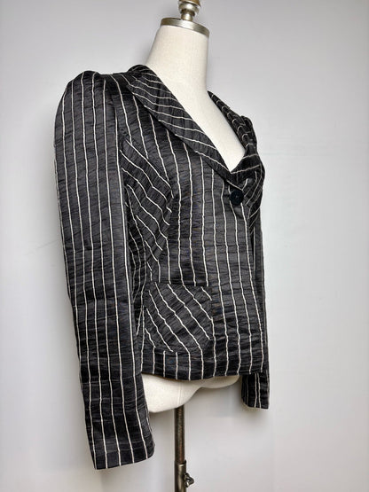 8 Women Size 8 Armani Collection Black, Beige Stripe Lino Women's Pre-owned Blazer