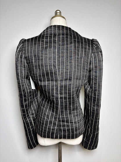 8 Women Size 8 Armani Collection Black, Beige Stripe Lino Women's Pre-owned Blazer