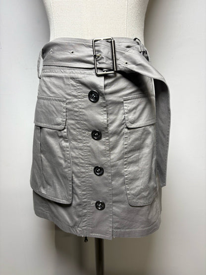 8 Women Size 8 Burberry Brit Taupe Pure Cotton Pre-Owned Mini Utility Skirt