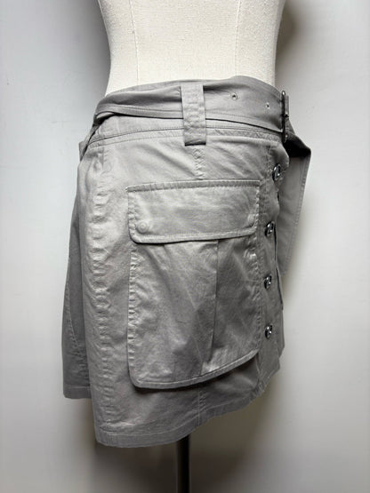 8 Women Size 8 Burberry Brit Taupe Pure Cotton Pre-Owned Mini Utility Skirt
