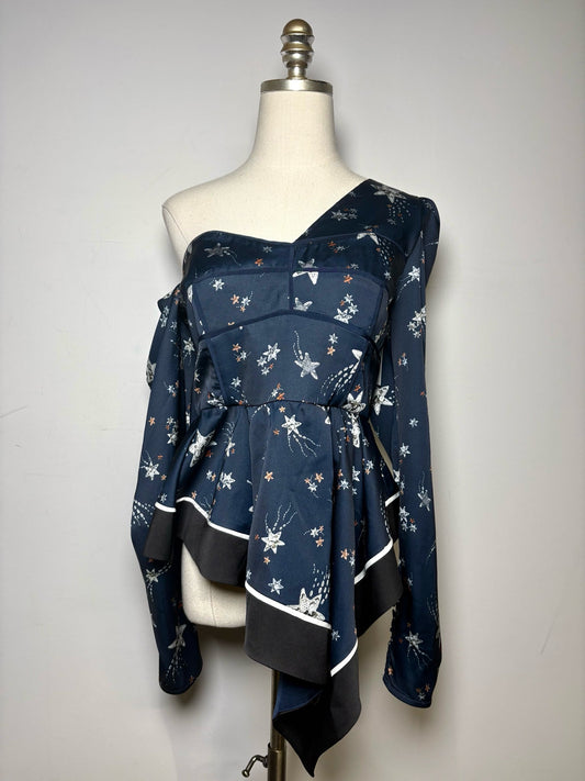 8 Women Size 8 Self-Portrait Navy Stars Polyester Women's NWOT Blouse