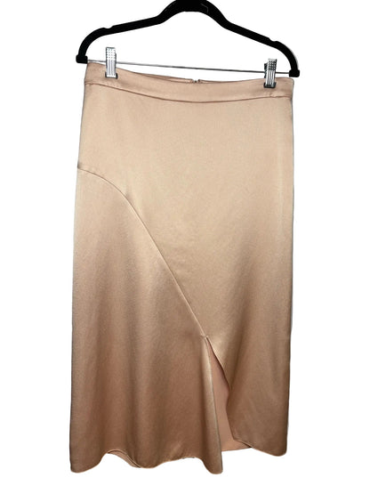 8 Women Size 8 Tibi Peach Sheen Asymmetric Slit Pre-Owned Midi Skirt