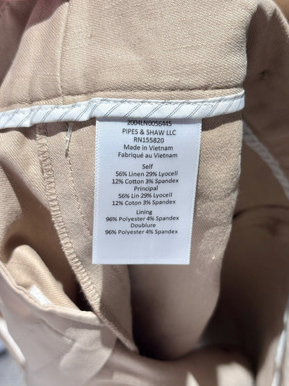 8 Women Size 8 Veronica Beard Khaki Solid Linen, Cotton Blend Women's Skirt