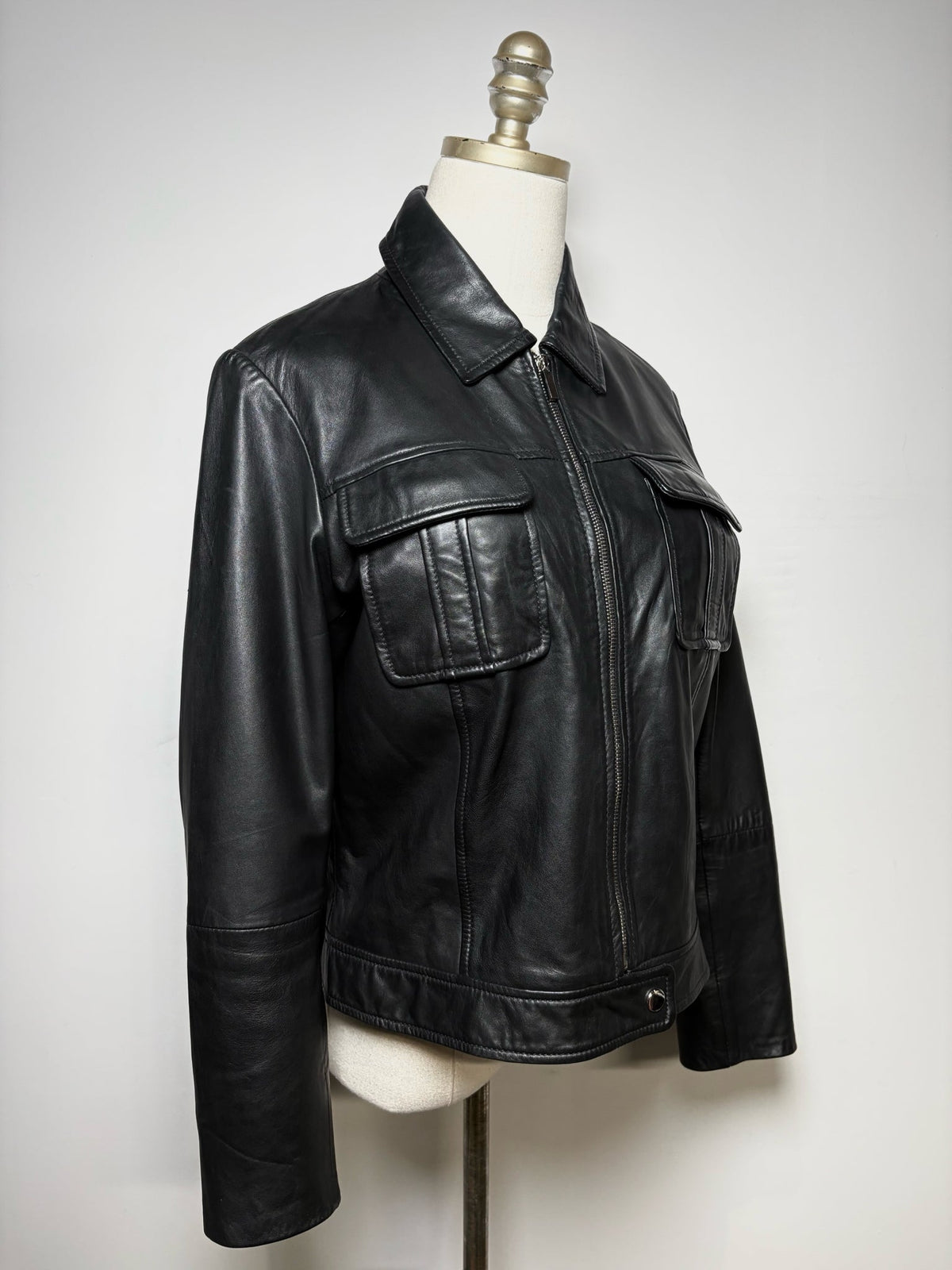 L Women Size L Bod & Christensen Black Pure Leather Pre-Owned Jacket
