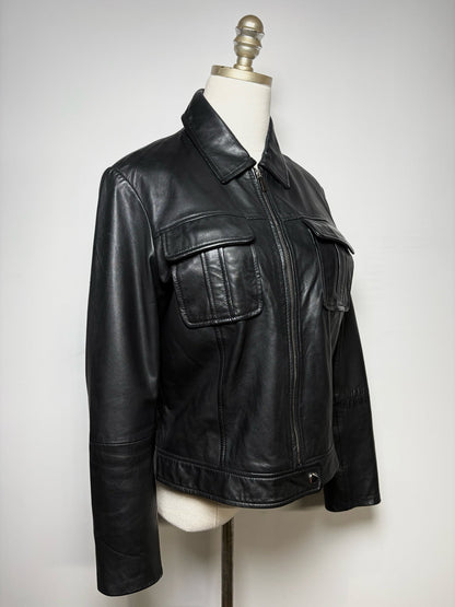 L Women Size L Bod & Christensen Black Pure Leather Pre-Owned Jacket