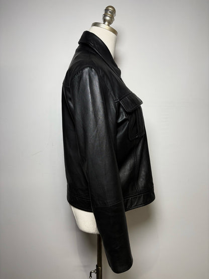 L Women Size L Bod & Christensen Black Pure Leather Pre-Owned Jacket