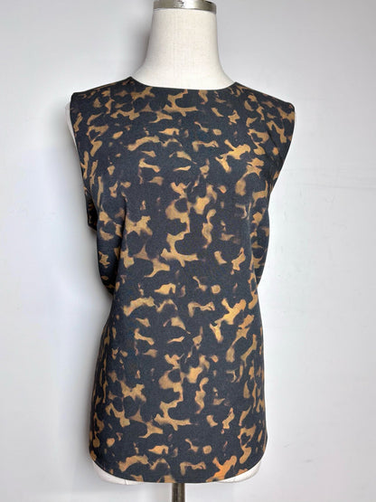 L Women Size L Theory Black, Brown Abstract Print Sleeveless Top