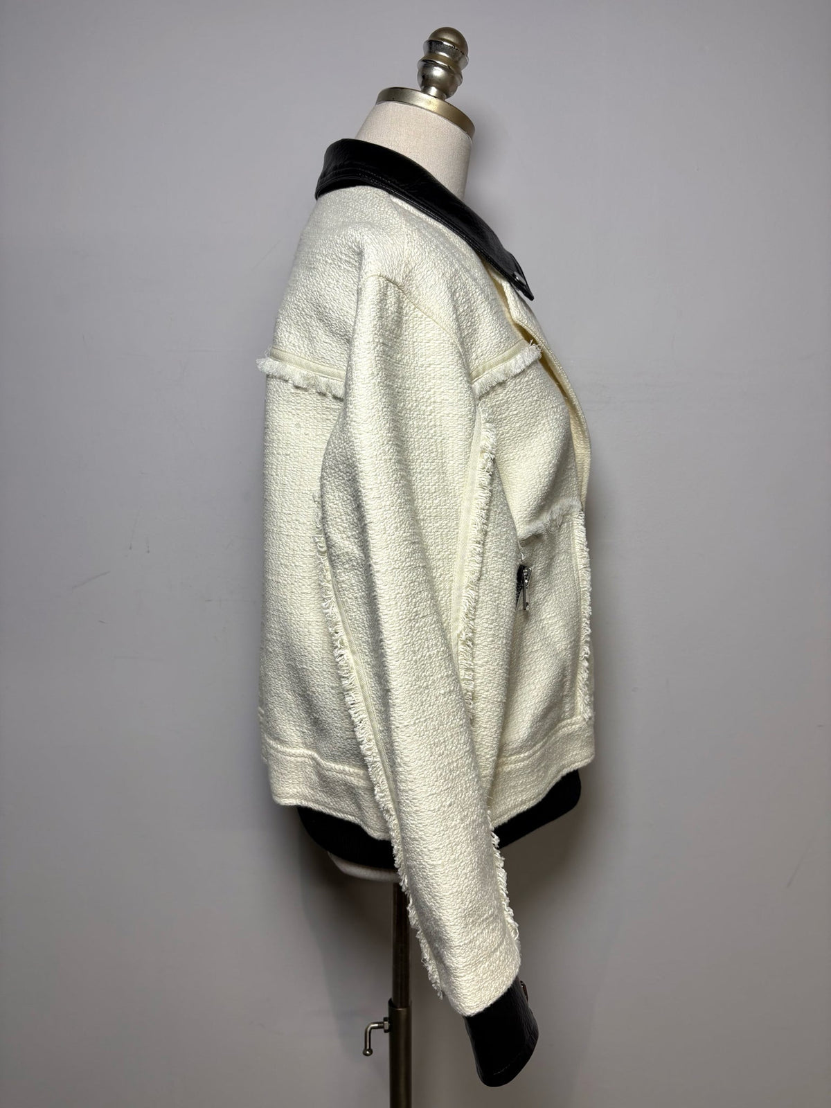 M Women Size M 3.1 Phillip Lim Black & White Tweed Cotton Wool NWT Pre-Owned Moto Jacket